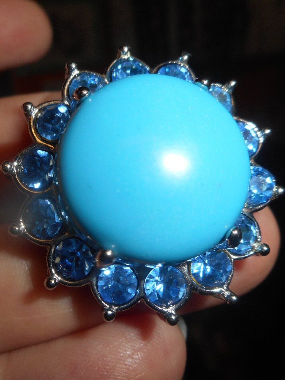 BLUE ON SILVER BAND, - Women Jewelry, SIZE 8 3/4